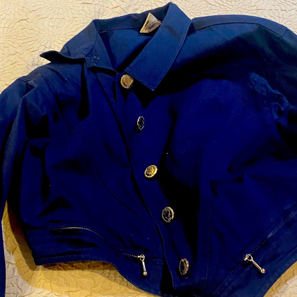 European Culture Navy Jacket with Silver Accents